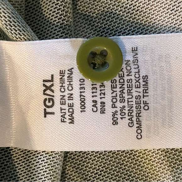 Garage women’s size TG/XL Olive Swirl button down top. Sheer unique material - Picture 6 of 7